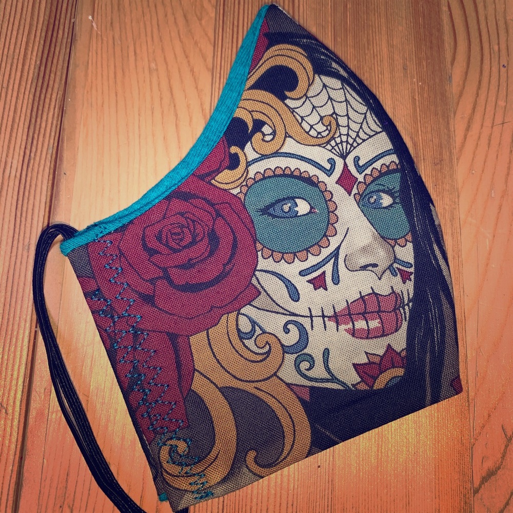 Handmade Face Mask - Dia De Los Muertos - Medium